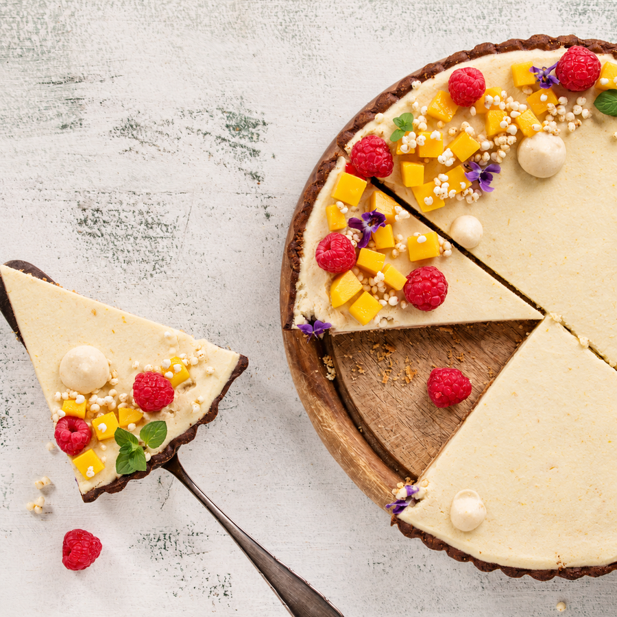 Vegan Mango & Raspberry Cheesecake