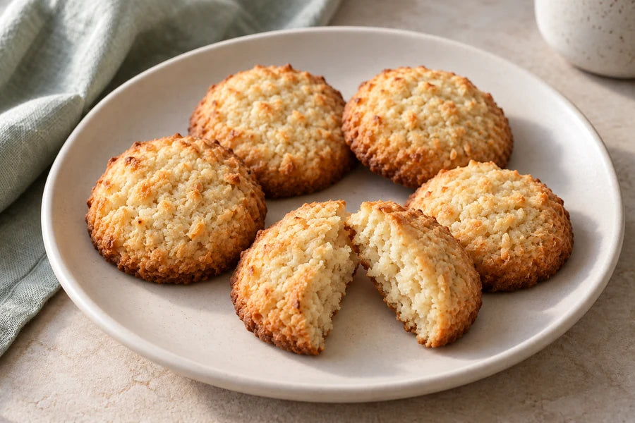Coconut and almond biscuits made with Sugarless Organic Stevia