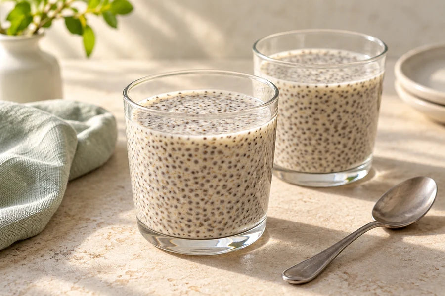 Vanilla chia pudding made with Sugarless Organic Stevia
