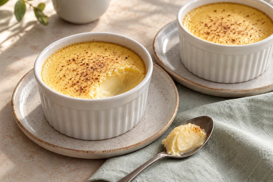 Baked egg custard made with Sugarless Organic Stevia