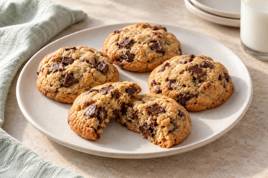 Chocolate chip cookies made with Sugarless Organic Monk Fruit