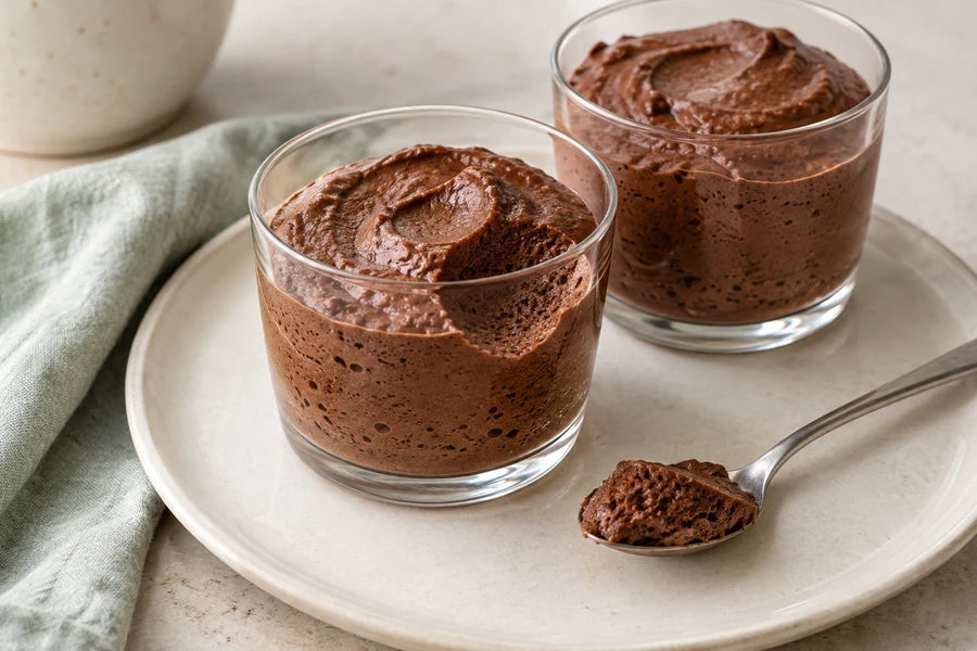 Chocolate mousse made with Sugarless Organic Monk Fruit