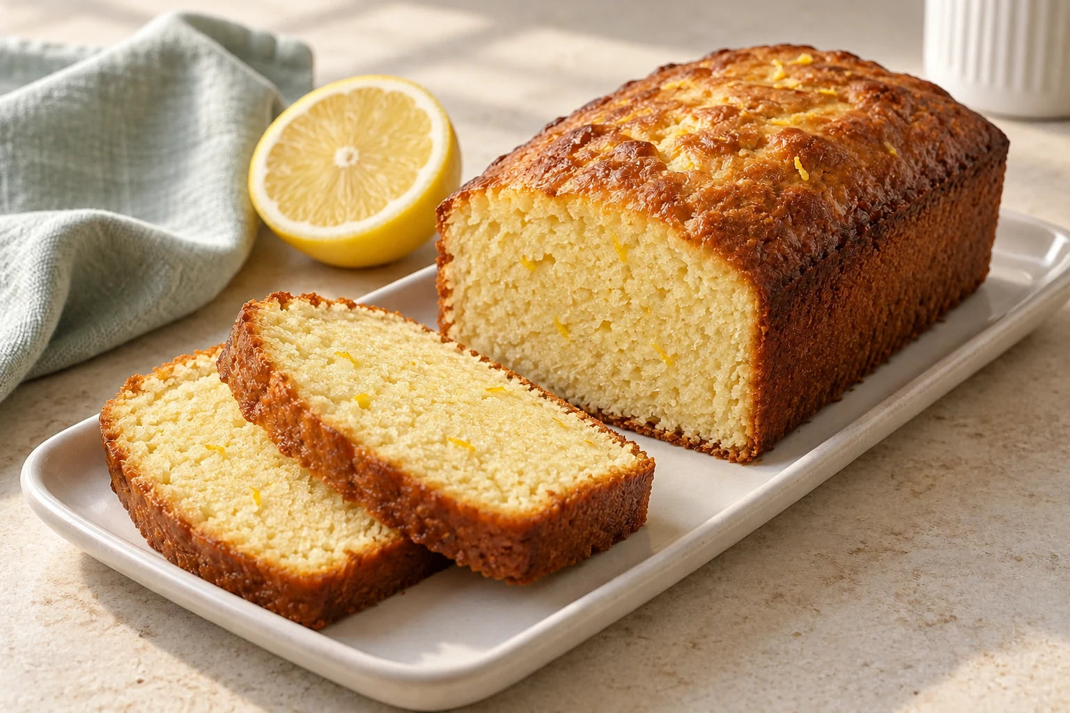 Lemon and almond loaf made with Sugarless Organic Stevia
