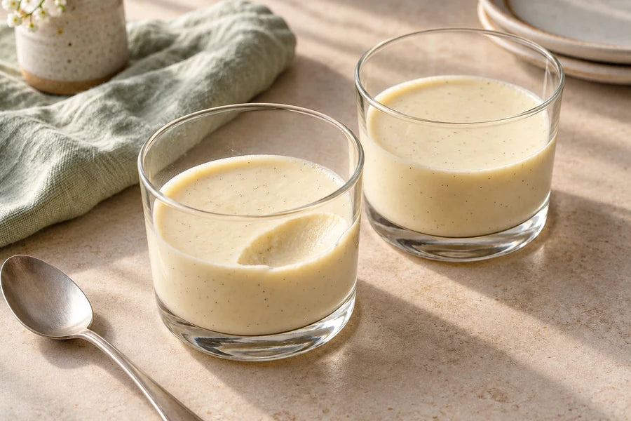 Vanilla panna cotta made with Sugarless Organic Monk Fruit