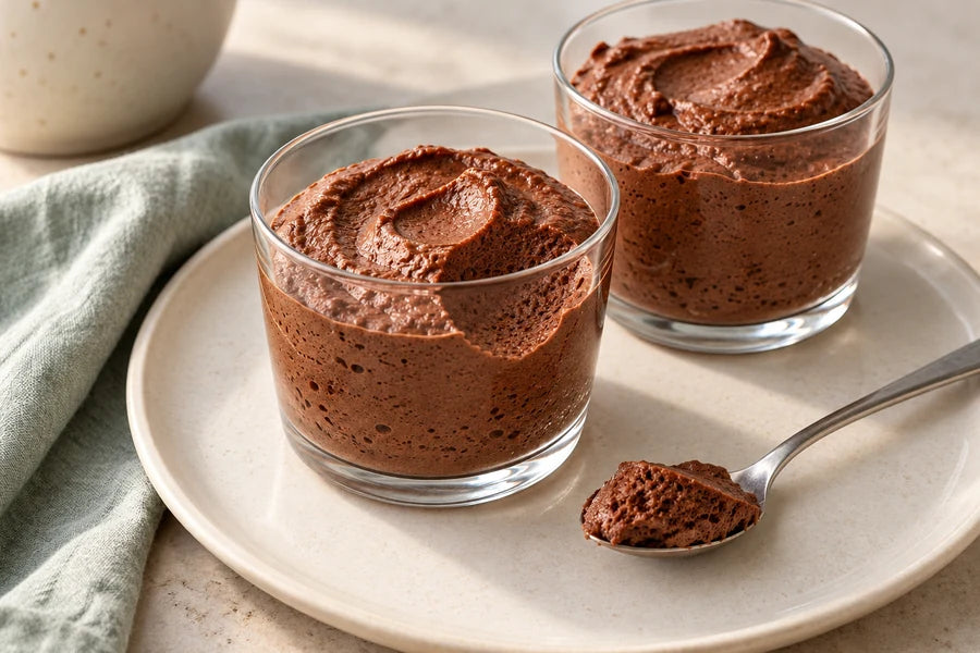 Chocolate mousse made with Sugarless Organic Monk Fruit