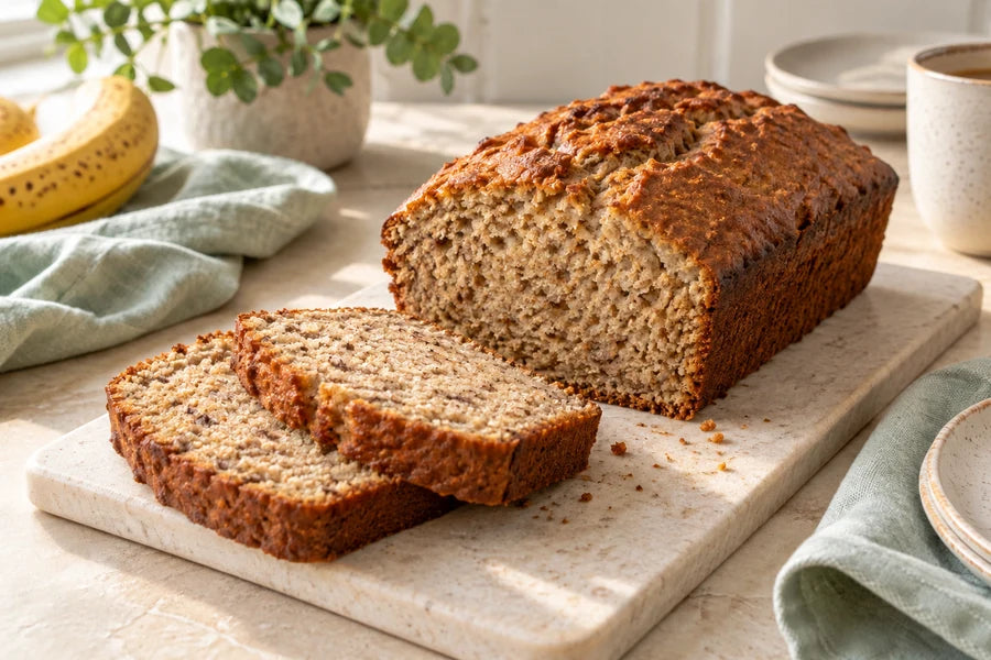 Banana bread made with Sugarless Organic Stevia
