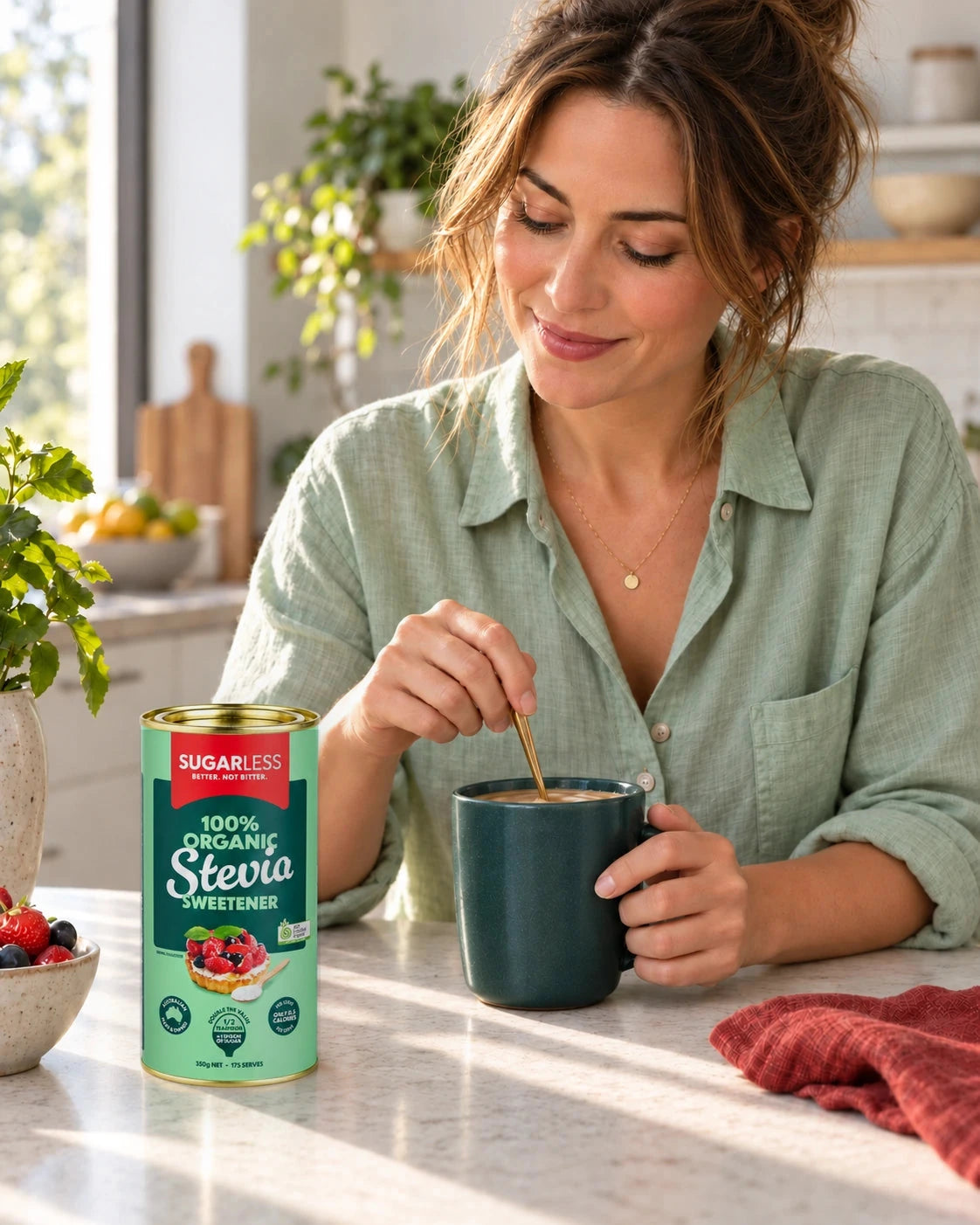 An everyday coffee moment with Sugarless Organic Stevia