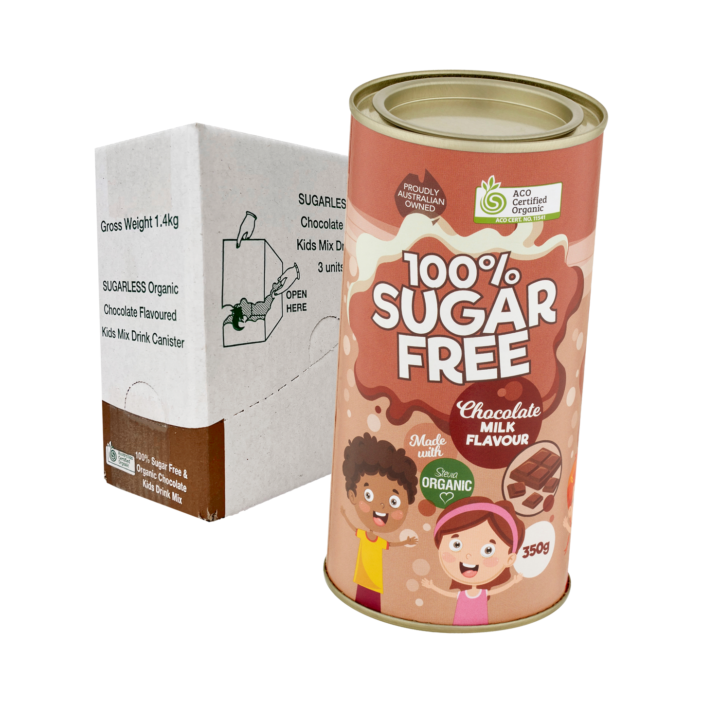 100% Sugar Free Chocolate Kids Drink 350g