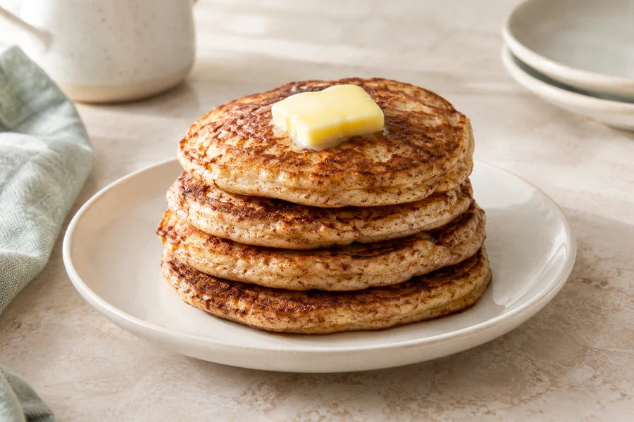 Cinnamon breakfast pancakes made with Sugarless Organic Stevia
