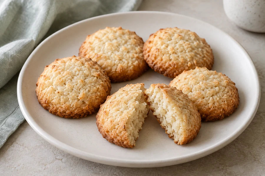 Coconut and almond biscuits made with Sugarless Organic Stevia