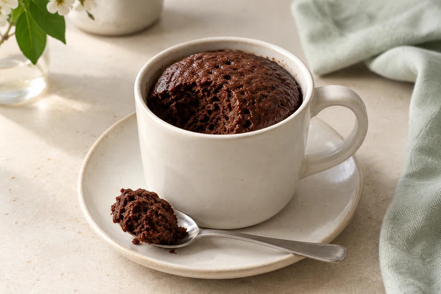 Chocolate mug cake made with Sugarless Organic Stevia