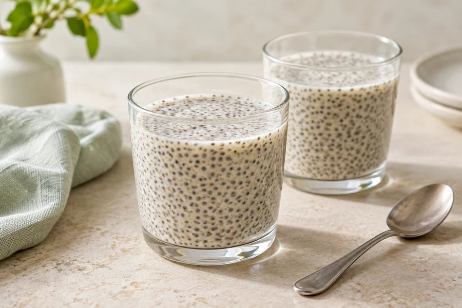 Vanilla chia pudding made with Sugarless Organic Stevia
