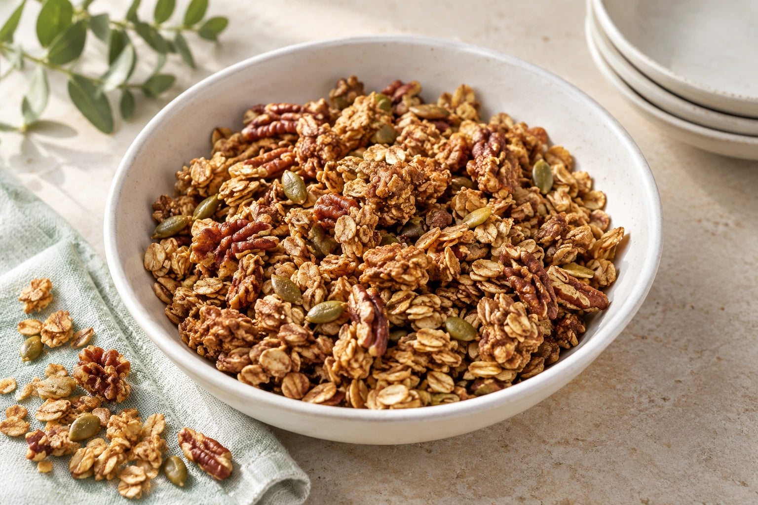 Cinnamon pecan granola made with Sugarless Organic Stevia