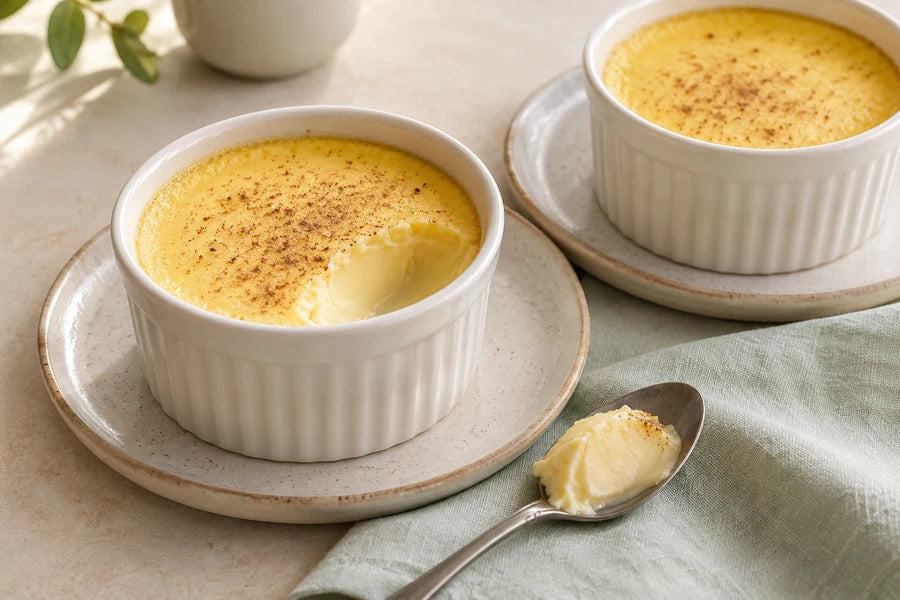 Baked egg custard made with Sugarless Organic Stevia