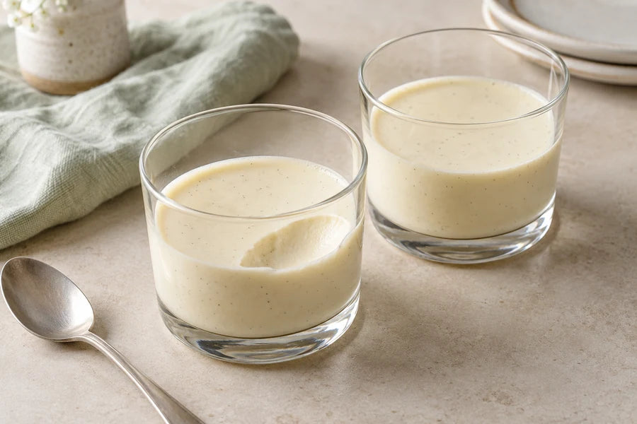 Vanilla panna cotta made with Sugarless Organic Monk Fruit