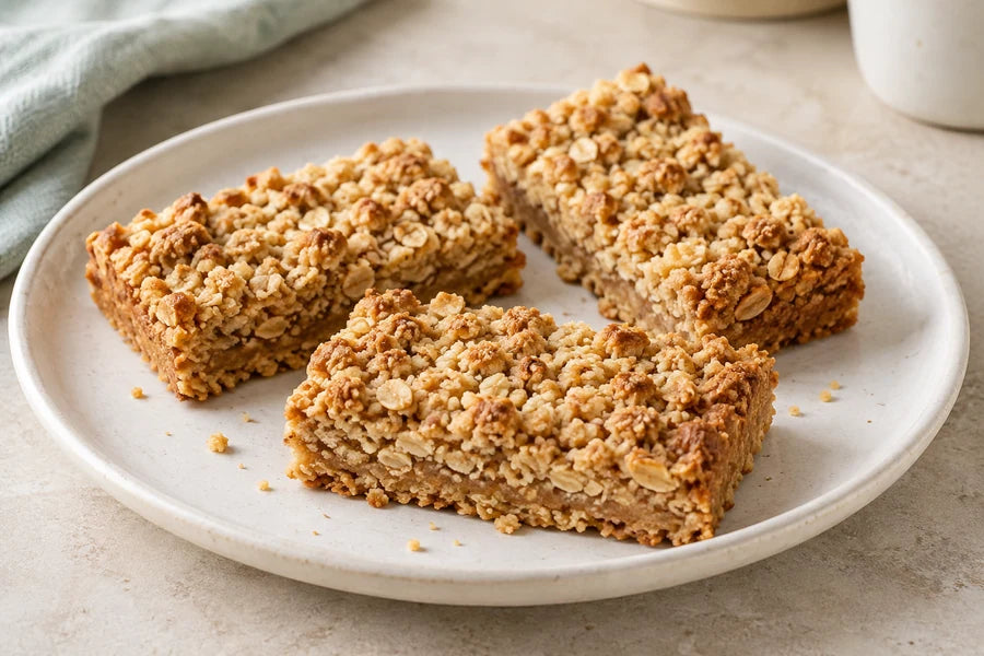 Cinnamon almond crumble bars made with Sugarless Organic Monk Fruit