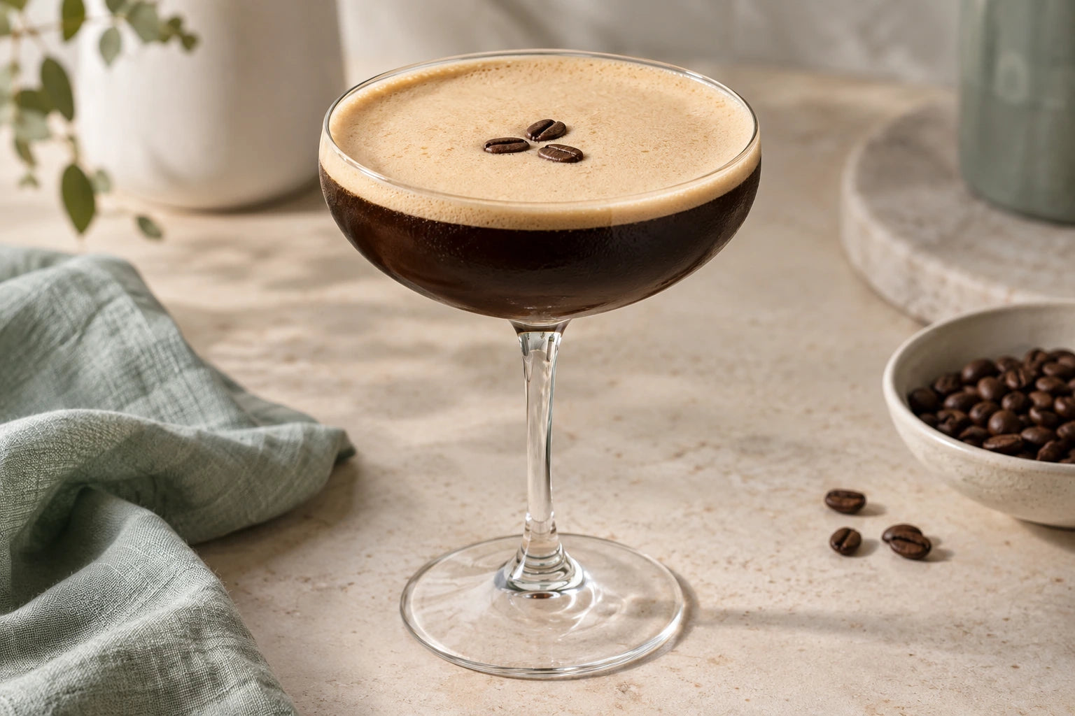 Espresso martini made with Sugarless Liquid Sweetener