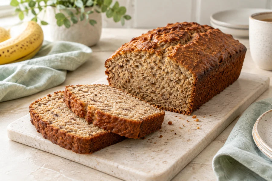 Banana bread made with Sugarless Organic Stevia