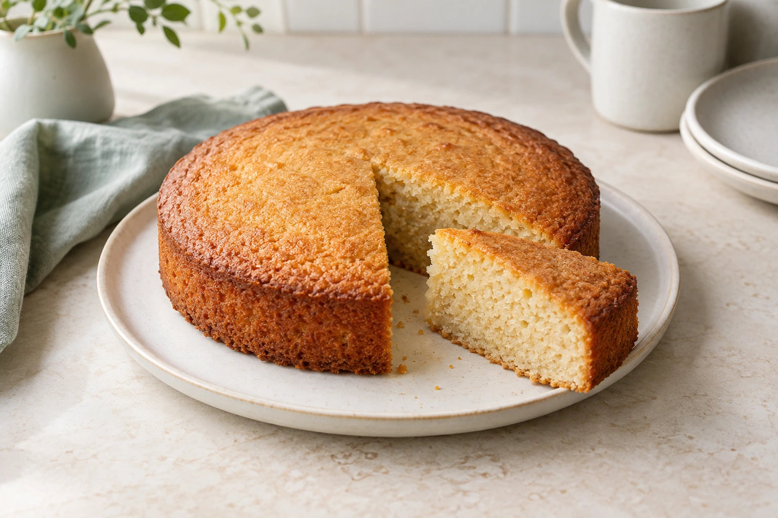 Vanilla almond cake made with Sugarless Organic Stevia